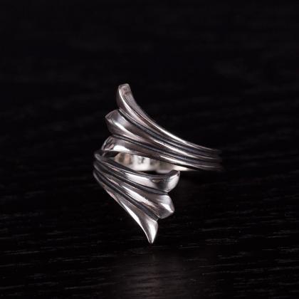 Silver Ring Statement Ring Wrap Ring Punk Curved..