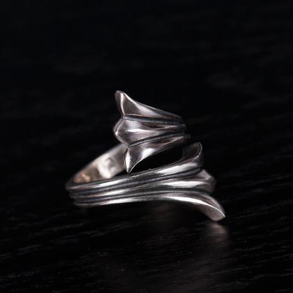 Silver Ring Statement Ring Wrap Ring Punk Curved..