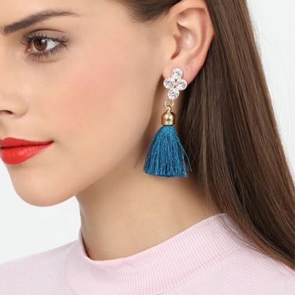 Rhinestone Tasseled Drop Earrings