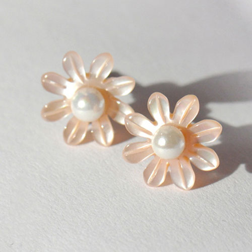 Silver Earrings Floral Daisy Shell Studs Wrap Earrings Gift Jewelry Accessories Christmas Gift For Women